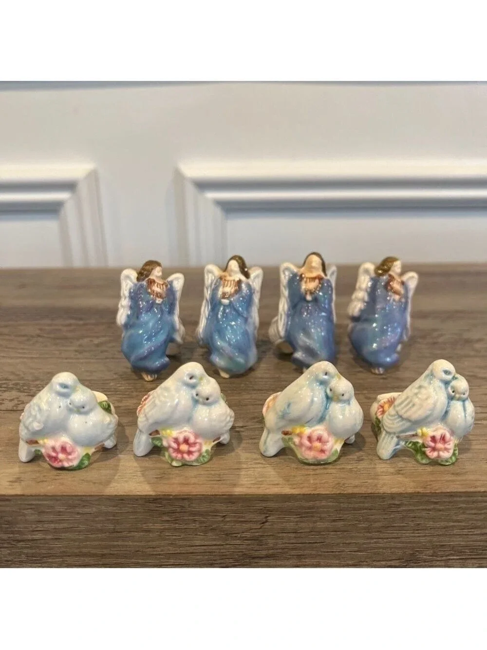 Vintage 1983 Avon Love Birds Doves and Angels Candle Huggers/Napkin Holder